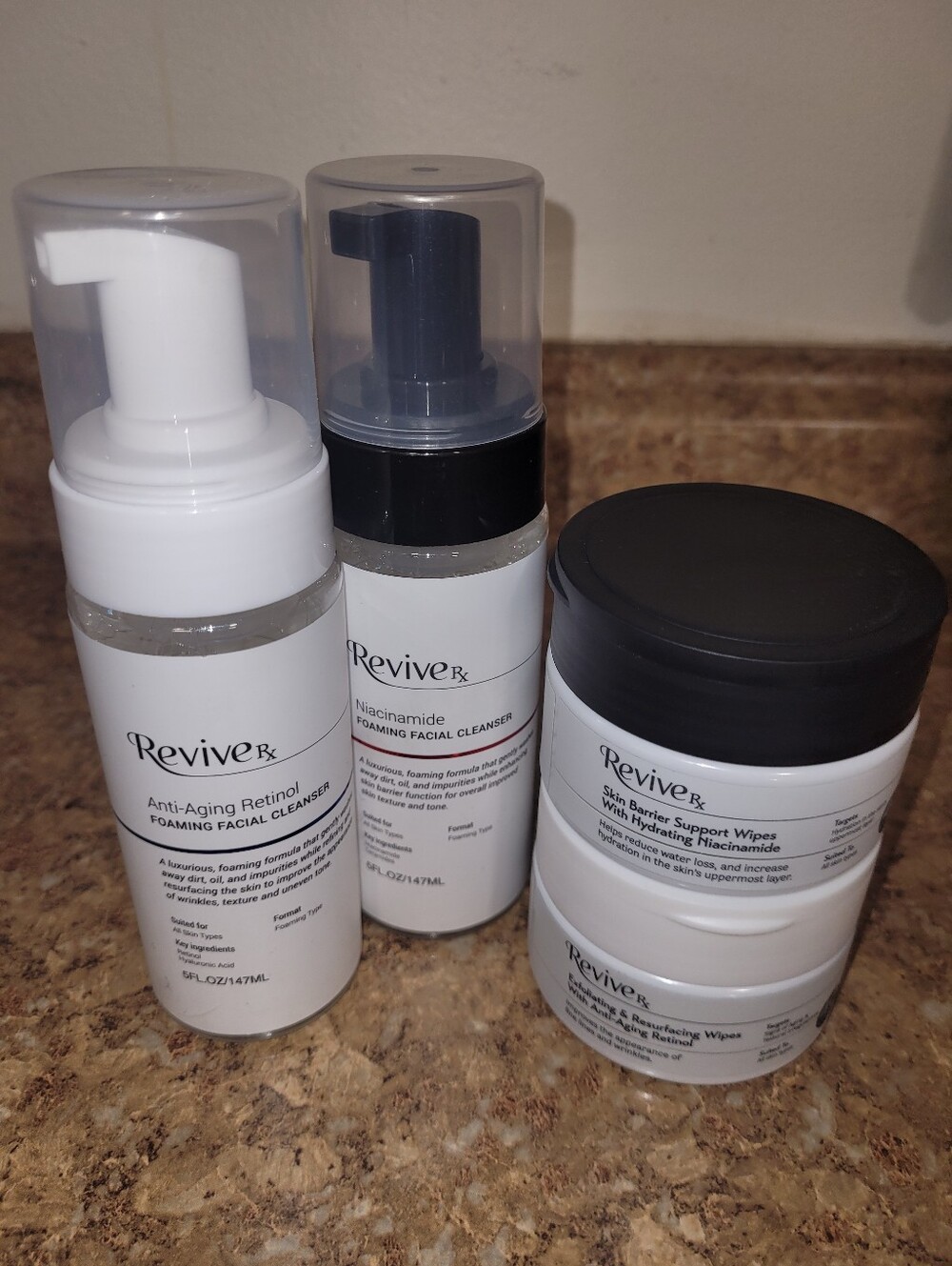 Revive Rx Anti-Aging Retinol & Niacinamide Facial Cleansers + Wipes Bundle